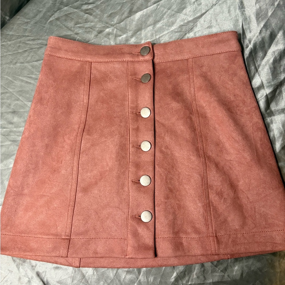 Forever 21 Mauve Button-Front A-Line Skirt